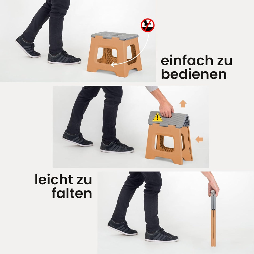 Vigar Kompakte Tritthocker Klappbar für Erwachsene, 27 cm, Klapphocker Faltbar 150 kg rutschfest, Le