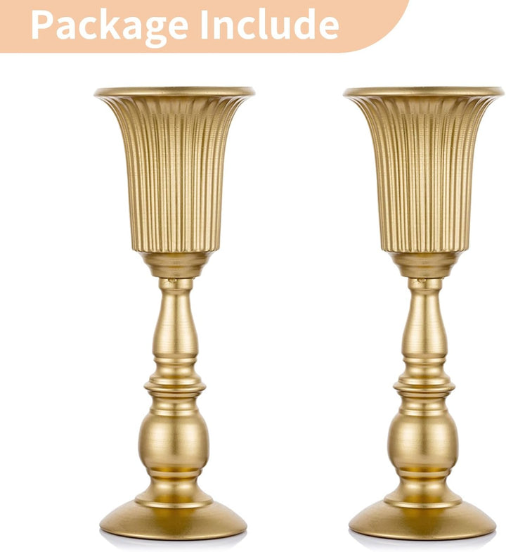 NUPTIO 2 Stück Geblühte Metall Trompetenvase Elegante Vase mit Mittelstücken für Hochzeitsfeiern, 31