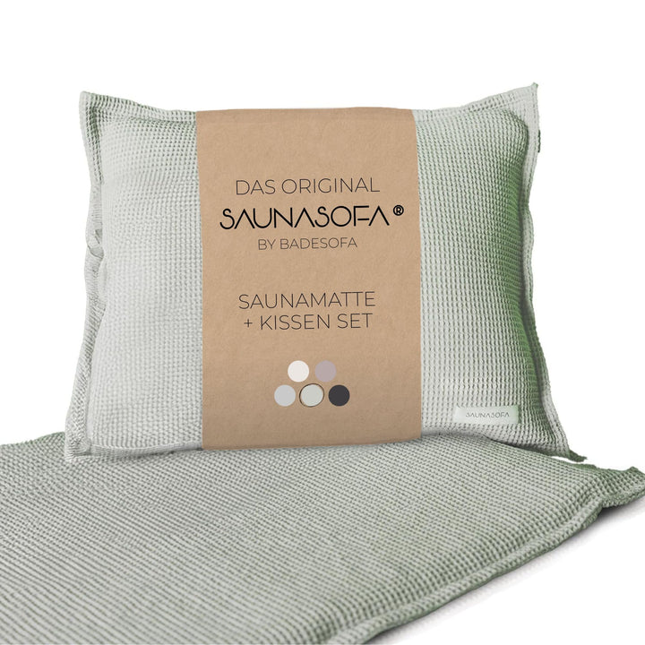 SAUNASOFA® von BADESOFA® | Extra bequeme Sauna-Matte mit Kissen | Einfacher Transport dank Tragegurt