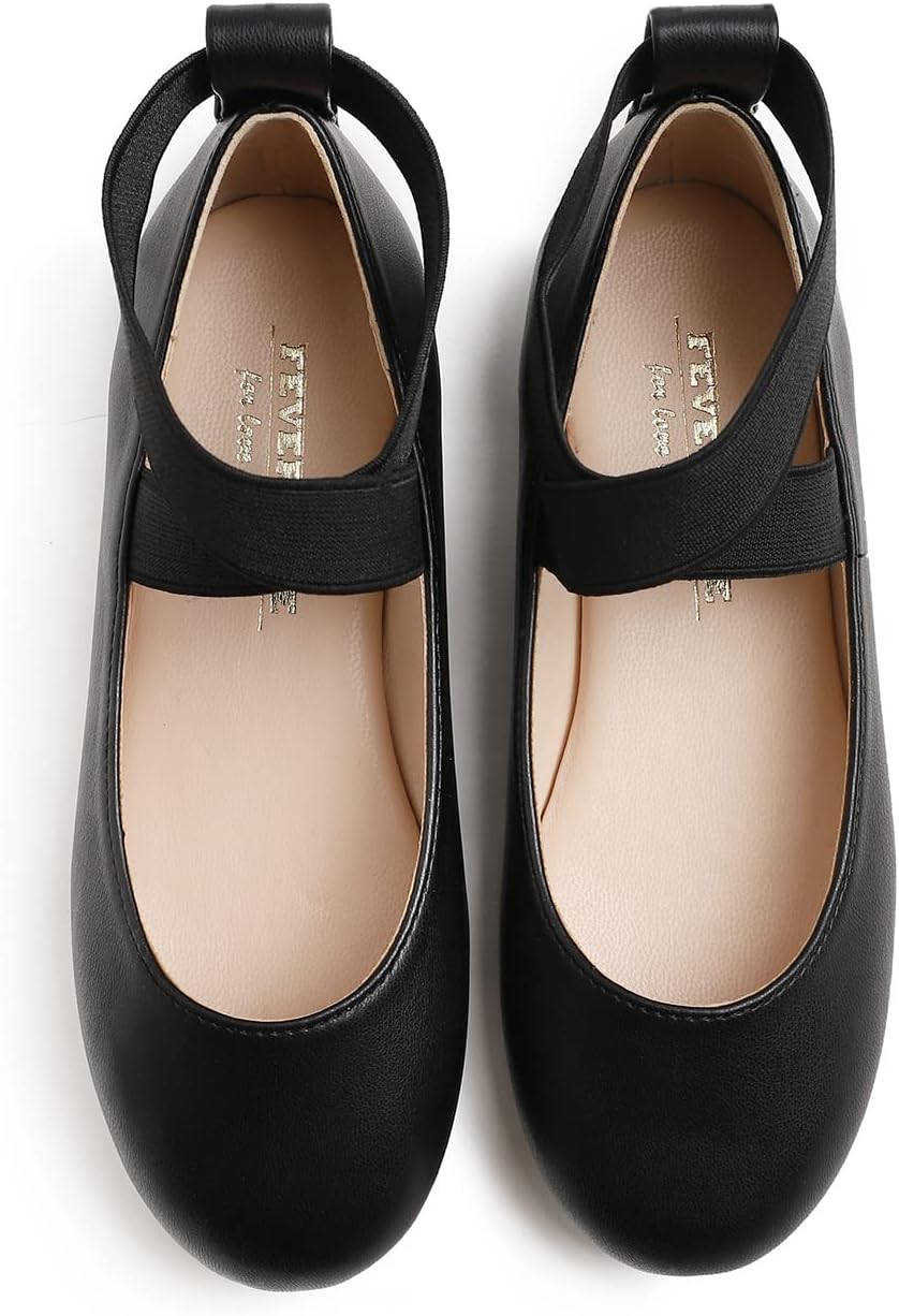 Feversole Girls Cute Dress, Mädchen süsses Kleid Mary Jane Schuhe weiche Party Urlaub Ballerinas 30