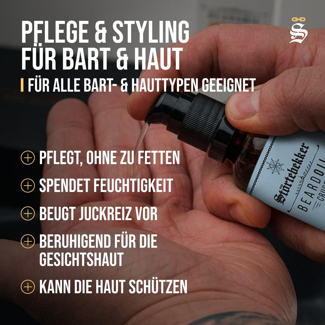 Störtebekker® Premium Bartöl Crusoe - tägliche Bartpflege für 3-Tage-Bart bis Vollbart - 50ml Beard