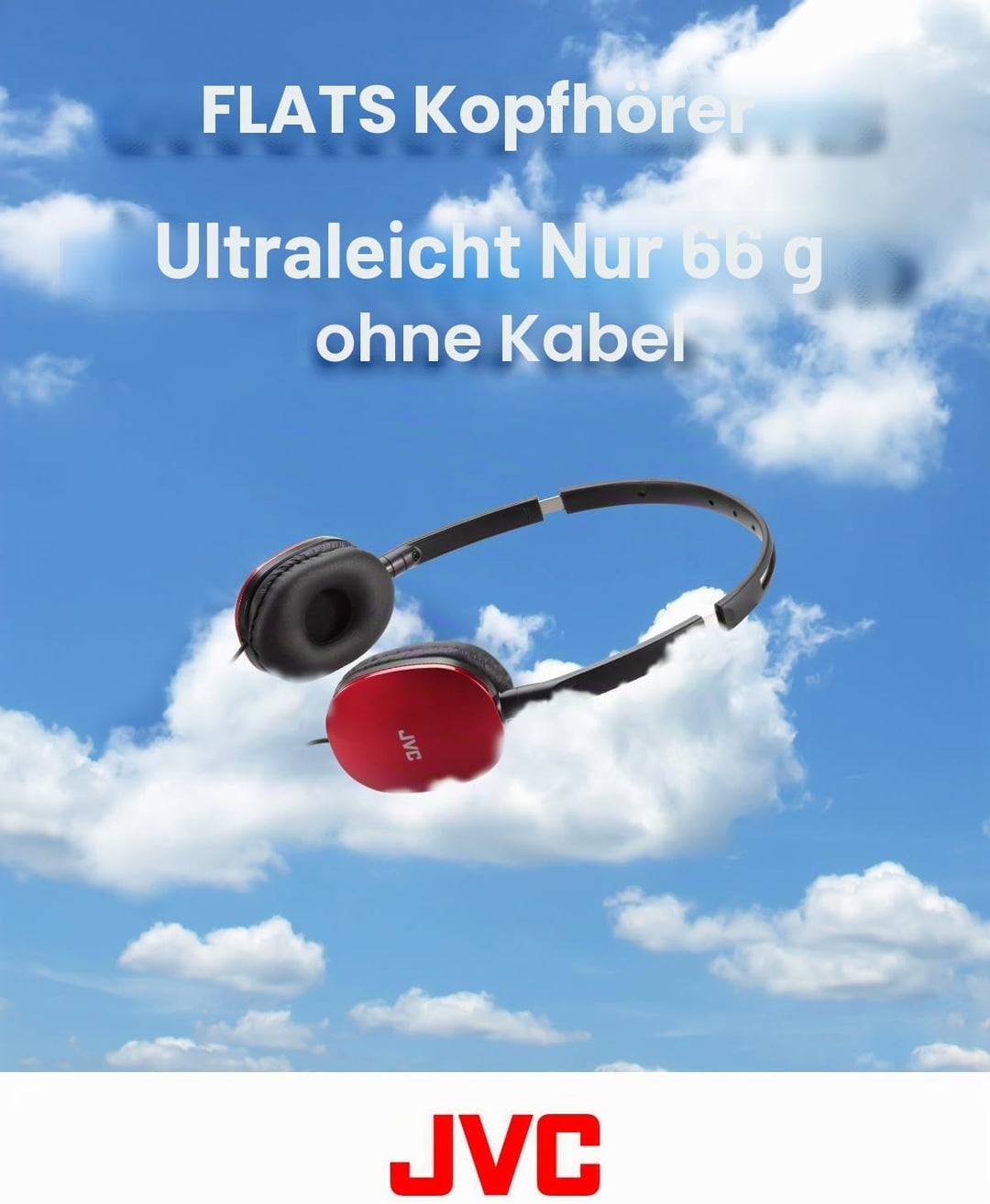 JVC HA-S160M-R - Flats Faltbarer und kompakter Kopfhörer in Glossy Trendfarbe, mit Schalter für Mikr