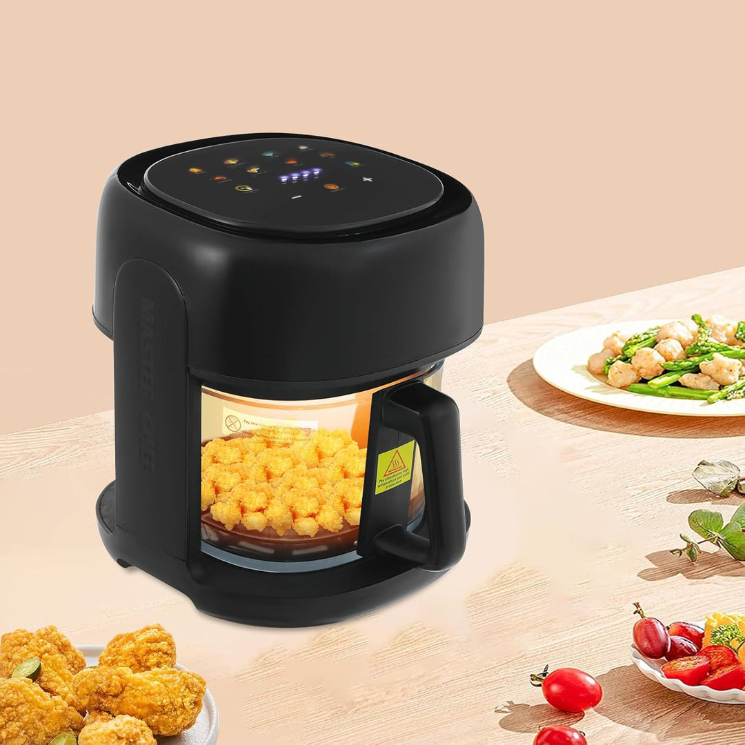 Heissluftfritteuse mit Sichtfenster 3,3 L Airfryer Temperaturbereich LCD 80–190 °C Kompakt Fritteuse