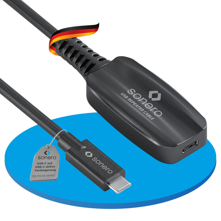 Sonero USB 3.2 Gen1x1 Aktive Verlängerung - C/C - schwarz - 10,00m 10,0 m USB-C auf USB-C, 10,0 m US