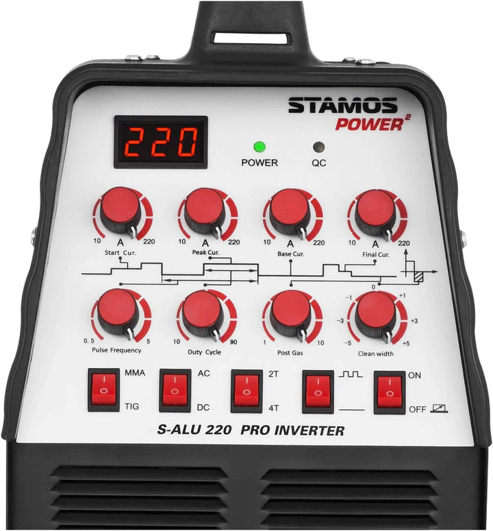 Stamos Welding ALU Schweissgerät WIG AC-DC/MMA E-Hand Inverter S-ALU 220 PRO (220 A / 60% DC, 8 Mete
