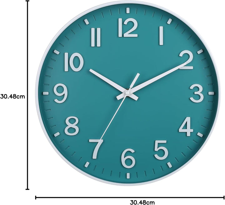 HZDHCLH 30cm Lautlos Wanduhr Schleichende Sekunde mit Arabisch Ziffer ohne Ticken für Dekoration Woh