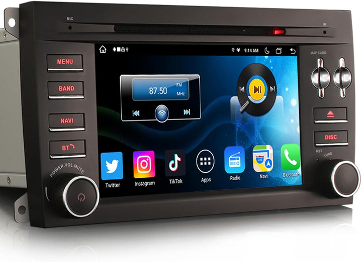 erisin 8 Core Android 12 Autoradio Navi für Porsche Cayenne Unterstützt GPS Kabellos Carplay Android