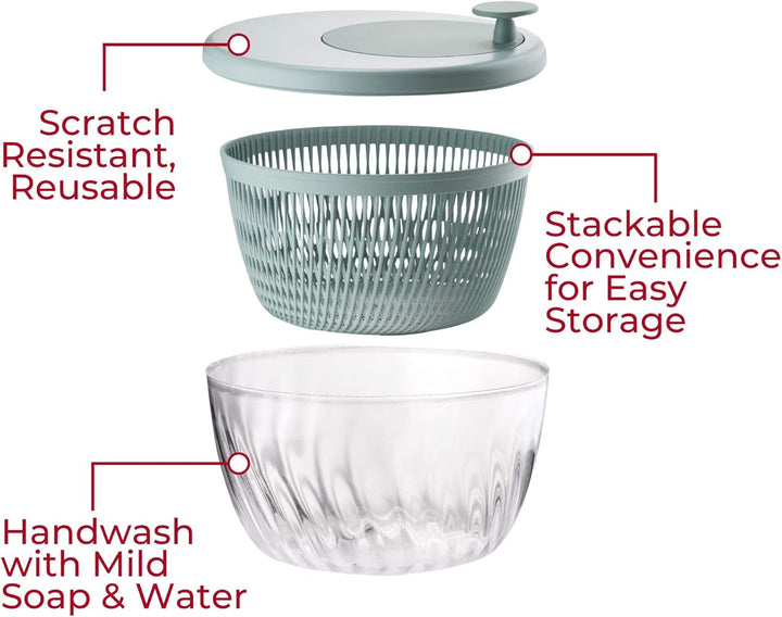 Guzzini - Kitchen Active Design, SPIN&STORE Salatschlüder mit Deckel - Olivgrün, Ø26 x h19 cm | 400
