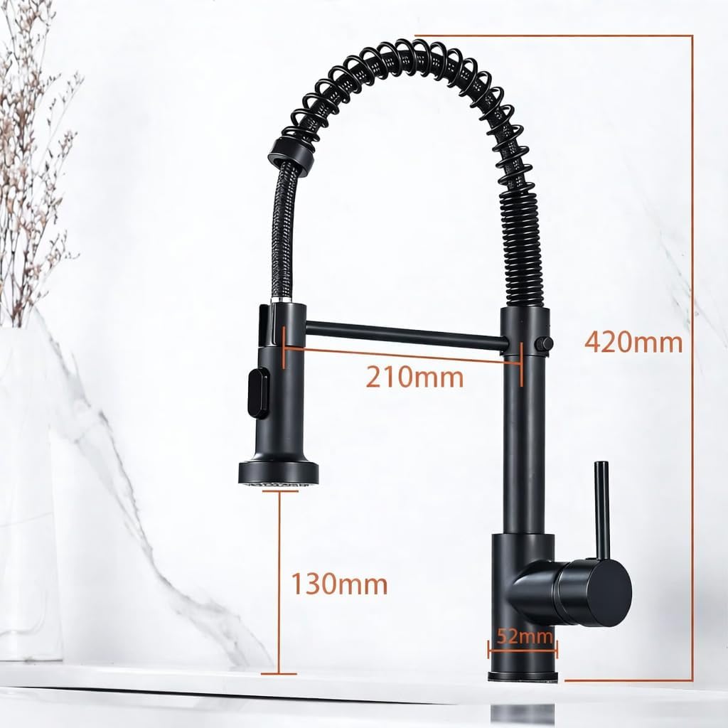 Cobbe Wasserhahn Küche, Spring Küchenarmatur mit Pull Down Sprüher Brause, 2 Sprühfunktionen, 360° D