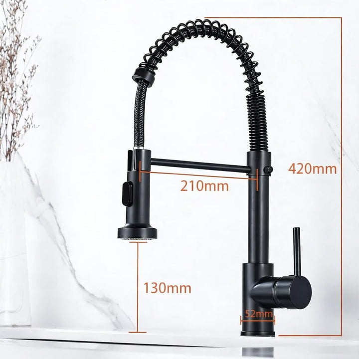 Cobbe Wasserhahn Küche, Spring Küchenarmatur mit Pull Down Sprüher Brause, 2 Sprühfunktionen, 360° D