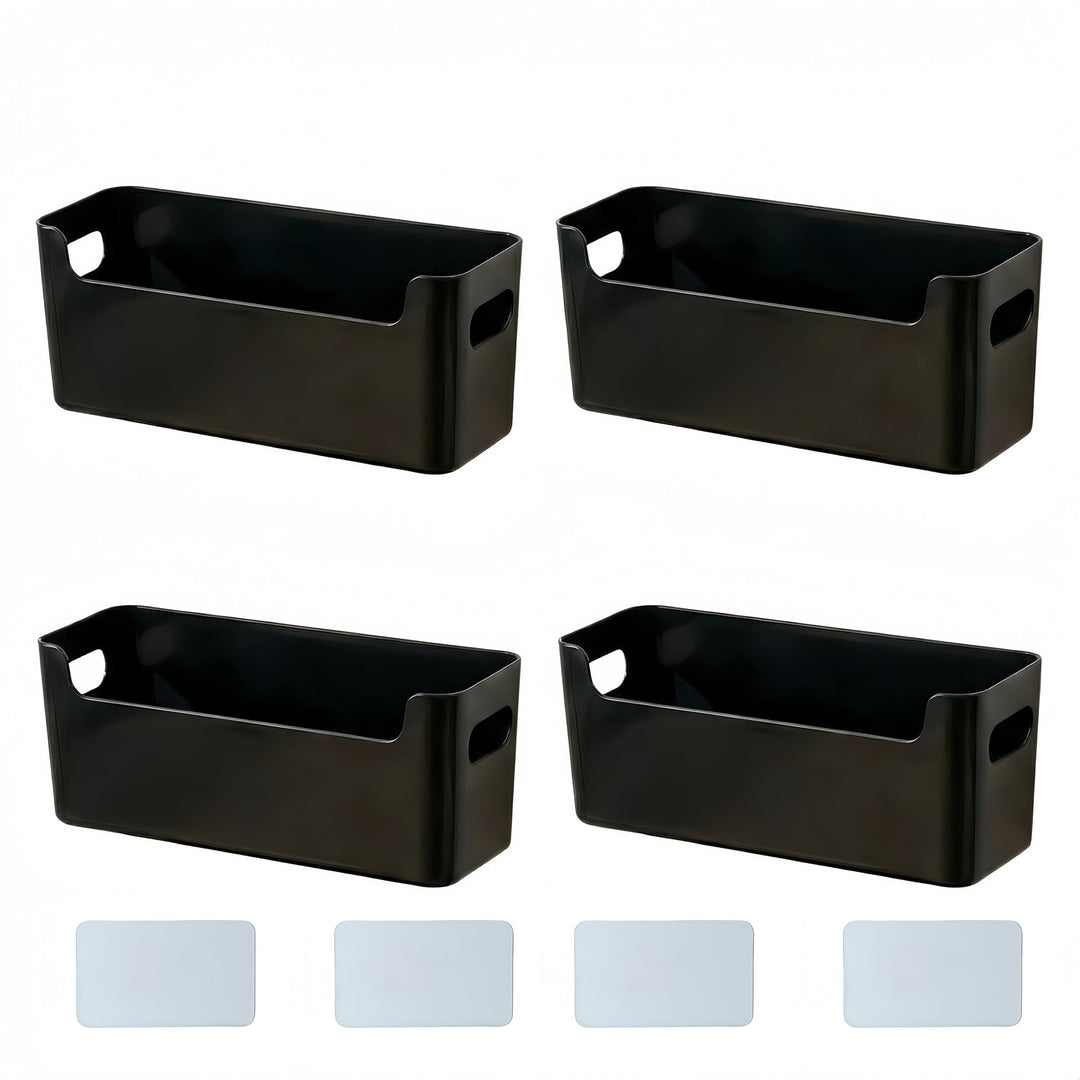 4 Stück Aufbewahrungsboxen mit Griff 25×8×9 cm,Niedrigeren Vorderseite Aufbewahrungskorb,Aufbewahrun