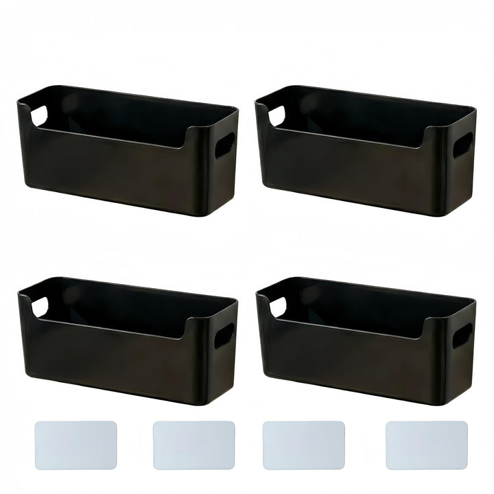 4 Stück Aufbewahrungsboxen mit Griff 25×8×9 cm,Niedrigeren Vorderseite Aufbewahrungskorb,Aufbewahrun