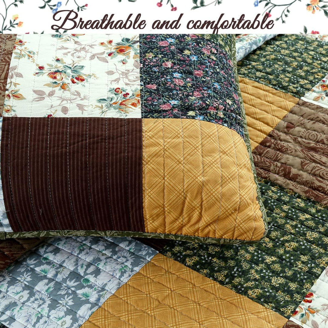 Cozy Line Home Fashions Tagesdecken-Set aus 100 % Baumwolle mit handgenähtem Patchwork im Landhausst