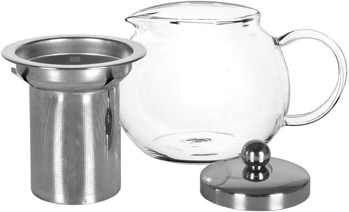 Orion Teekanne Glas Borosilikatglas Hitzebeständig mit Edelstahl Abnehmbare Siebeinsatz Teesieb und