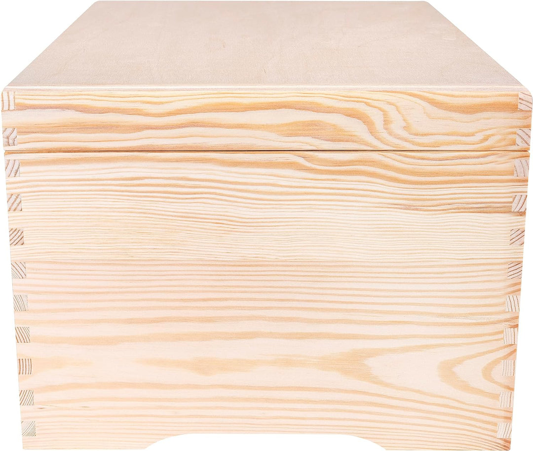 Creative Deco XXL Grosse Holz-Kiste Holztruhe mit Deckel | 40 x 30,5 x 24 cm | Erinnerungsbox Holzbo