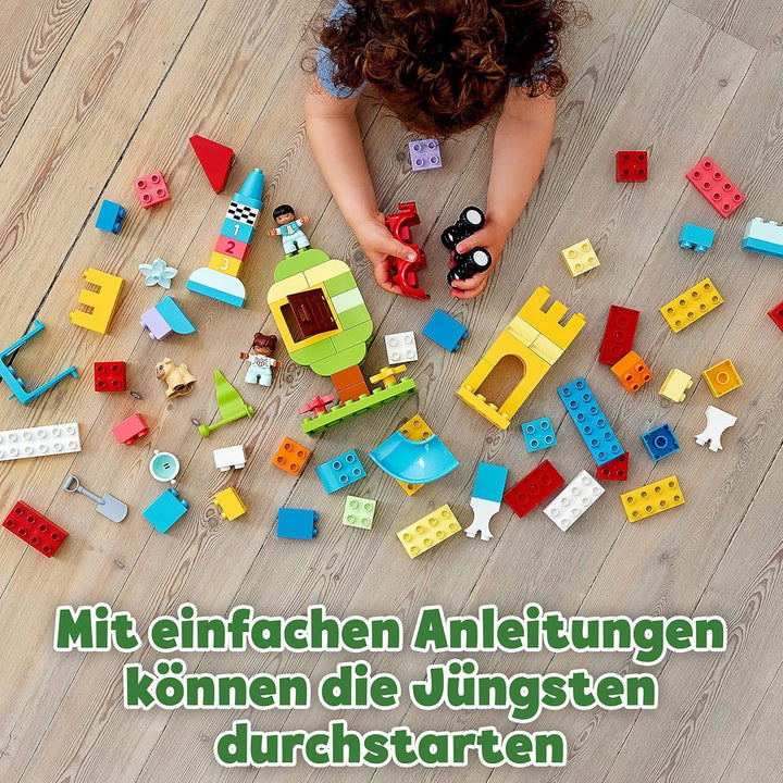 LEGO DUPLO Deluxe Steinebox, Lernspielzeug für Mädchen und Jungen zum Bauen, Steine mit Aufbewahrung