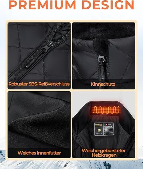 Topdot Heizweste Damen Mit Powerbank 16000 Mah 7,4v - 10 Heizzonen Beheizbare Weste Mit 3 Einstellba