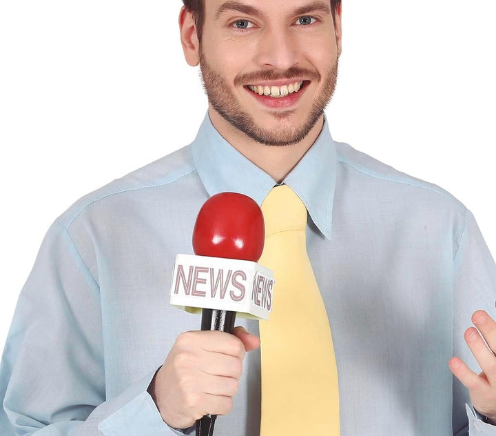 Reporter Mikrofon Rot mit Aufschrift News Kostümzubehör Nachrichtensprecher Mikro