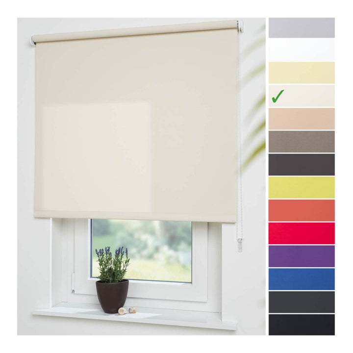 Liedeco® Rollo, Fenster Rollo, Kettenzug-Rollo / 162 x 180 cm (Breite x Höhe), Cream/lichtdurchlässi
