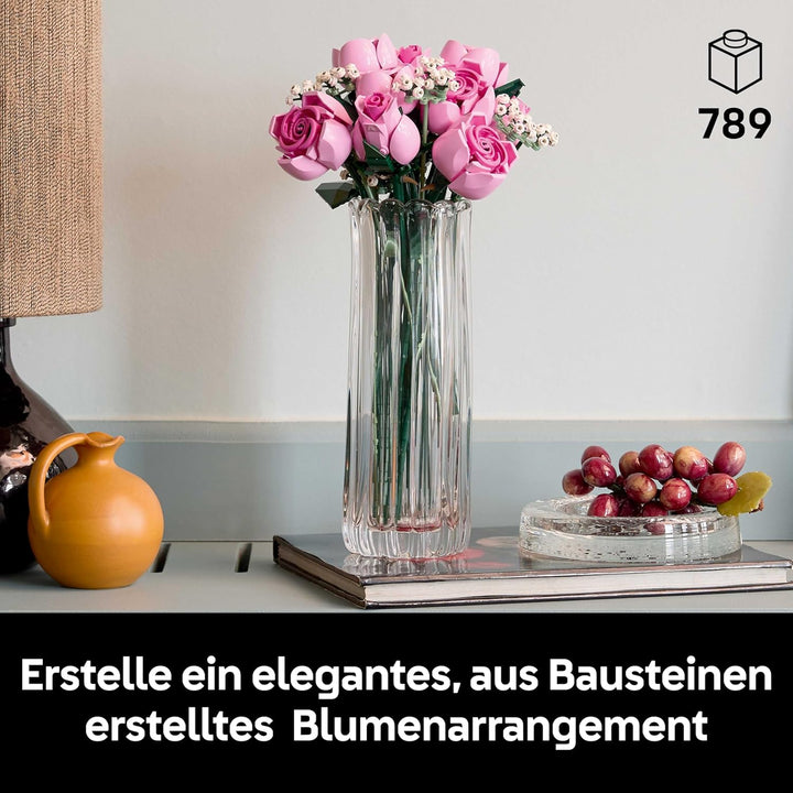 LEGO Botanicals Rosa Rosenstrauss - Kunstblumen Modellbau für Erwachsene - 12 künstliche Rosen & 4 Z