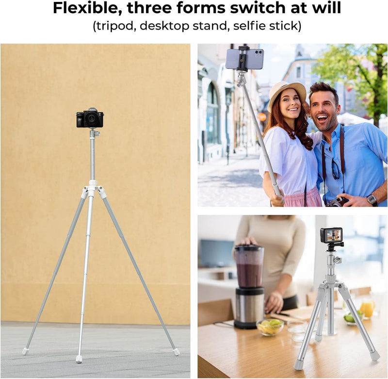 K&F Concept 3 in 1 Leichtes Stativ, 170cm Neues Kamera Handy Stativ,Selfie Stick Stativ mit exzentri