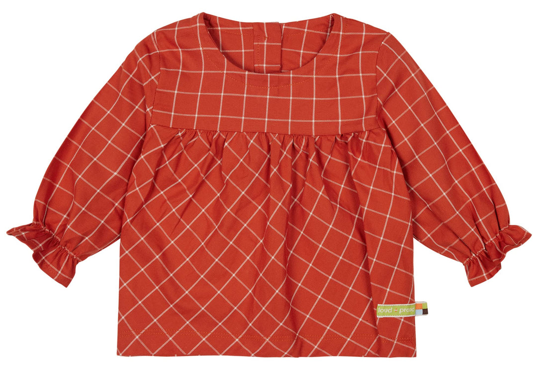 loud + proud Mädchen Karo, GOTS Zertifiziert Bluse, Cinnamon