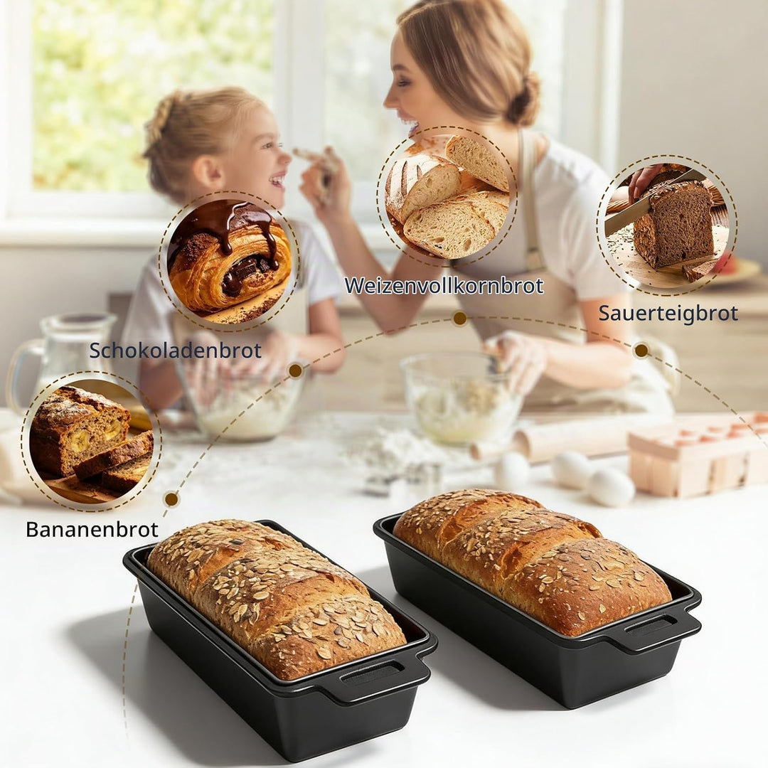 CISSIYOG Gusseisen Brotbackform Mit Deckel, Schwere Kastenform Inkl. 2 Antihaft-Silikonmatten (56x15