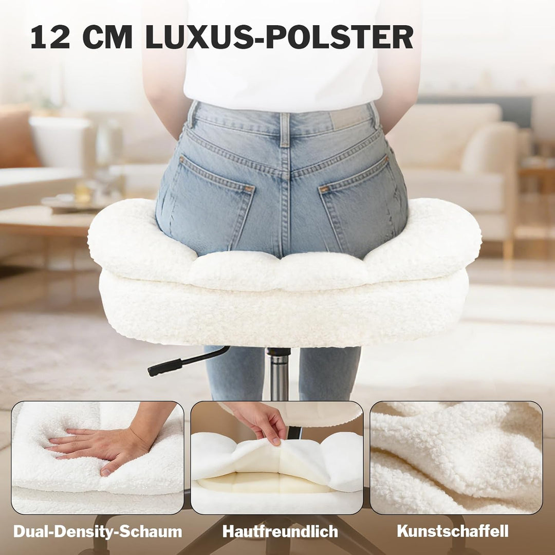 Bürostuhl Schreibtischstuhl Schneidersitz Stuhl, Kunstlammfell Ergonomischer Meditationsstuhl mit Ve