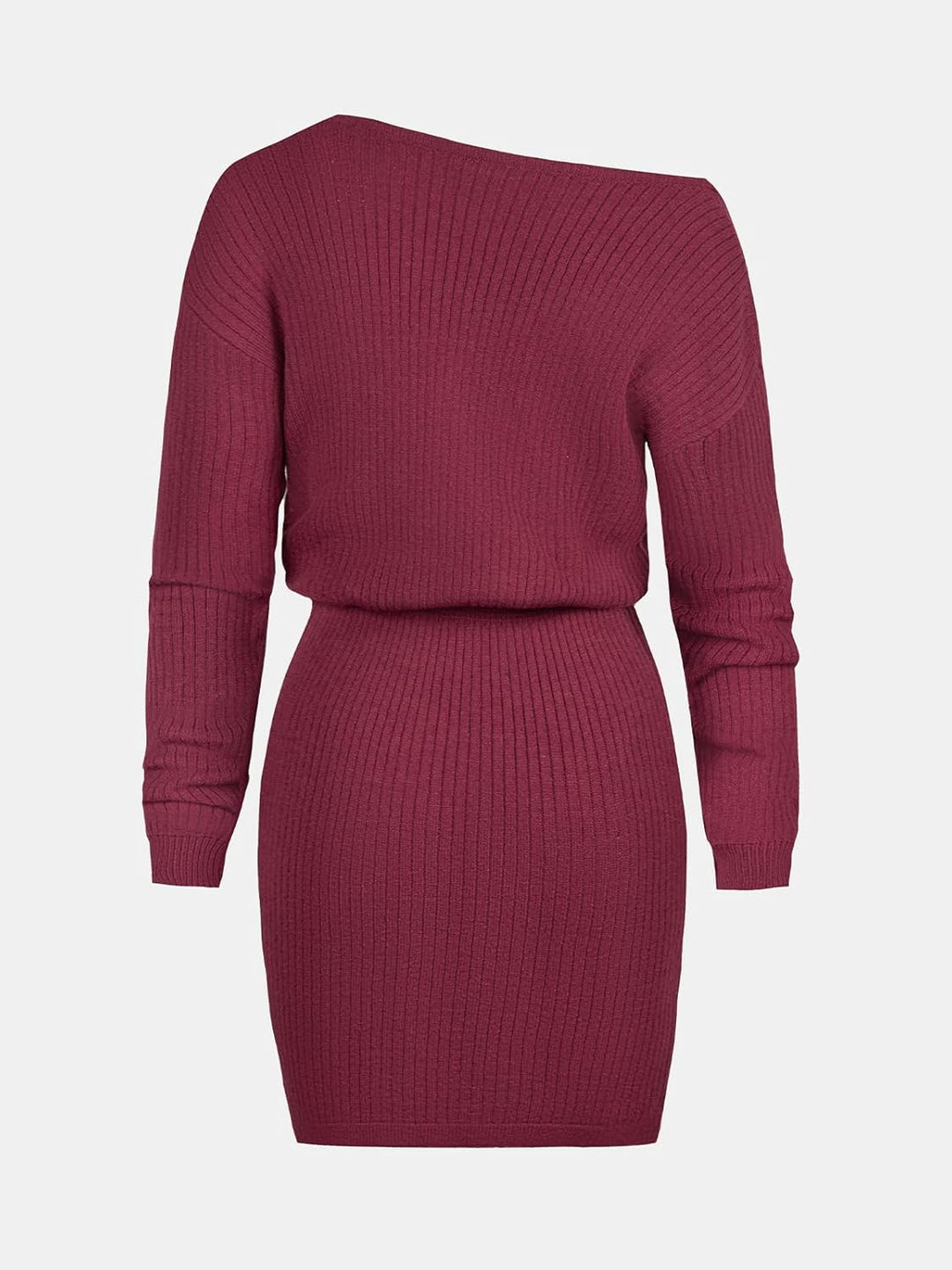CUPSHE Damen Strickkleid One Shoulder Pulloverkleid Langarm Asymmetrisch Herbst Winter Pullikleid Mi
