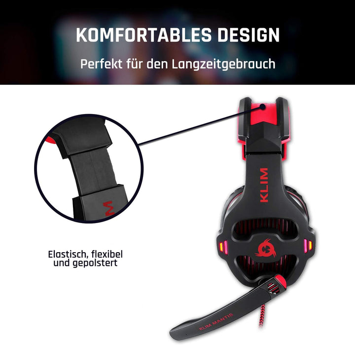 KLIM Mantis Gaming Headset - NEU 2023 - USB - Headset mit Mikrofon für PC, PS4, PS5, Nintendo Switch