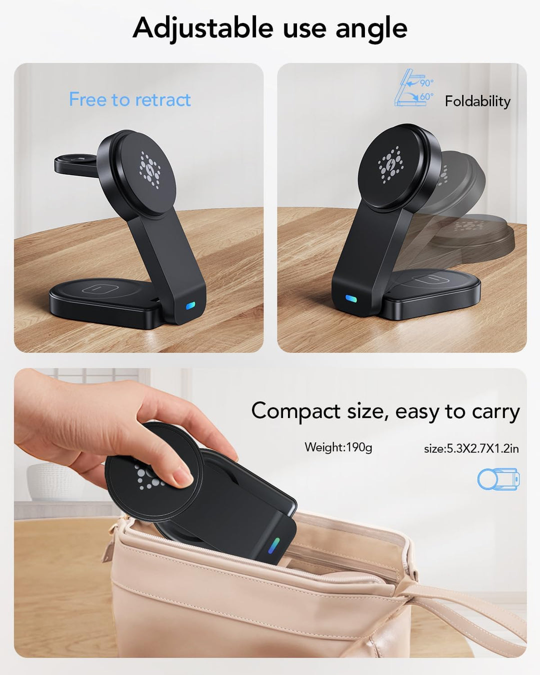 Magnetisches Faltbarer kabelloses Ladegerät für Apple,3 in 1 kabellose Ladestation für iPhone Air 17