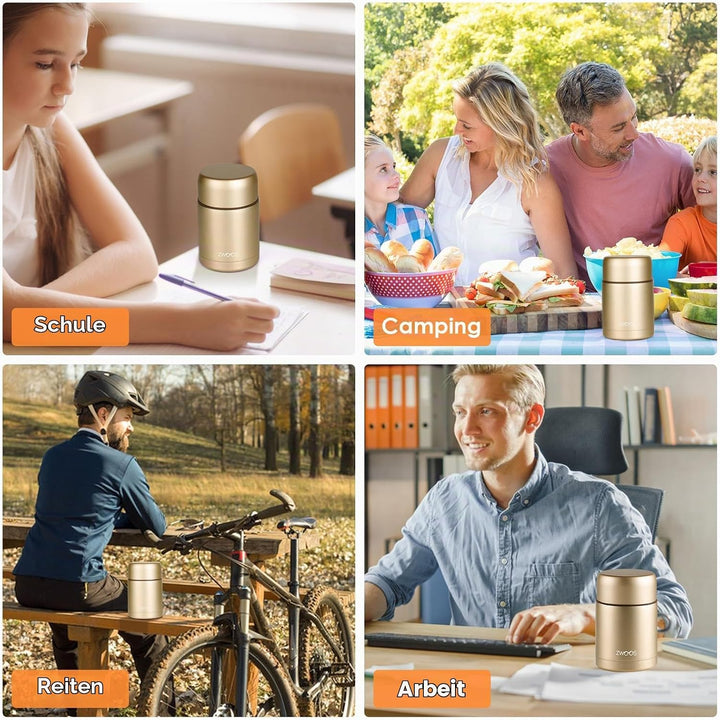 ZWOOS 800 ml Thermobehälter für Essen, 316 Edelstahl Wärmebehälter für speisen, Auslaufsicher Thermo