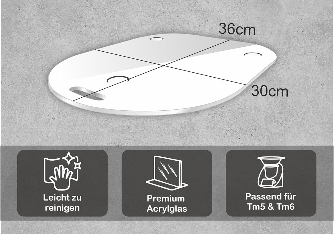 Premium Gleitbrett für den Thermomix - TM5 &amp; TM6 - Hochwertiger Gleiter aus Premium Acrylglas - MADE