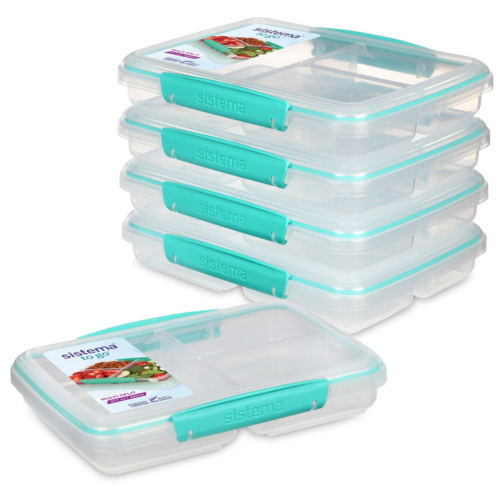 Sistema TO GO-Brotdosen mit Fächern zum Portionieren | 820ml Lunchbox mit stapelbarem Design und Cli