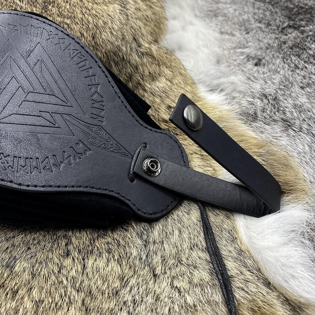 HiiFeuer Mittelalter Geprägter O-Ring-Gürtel mit Tragbarem Gungnir Kordelzugbeutel, Retro Renaissanc