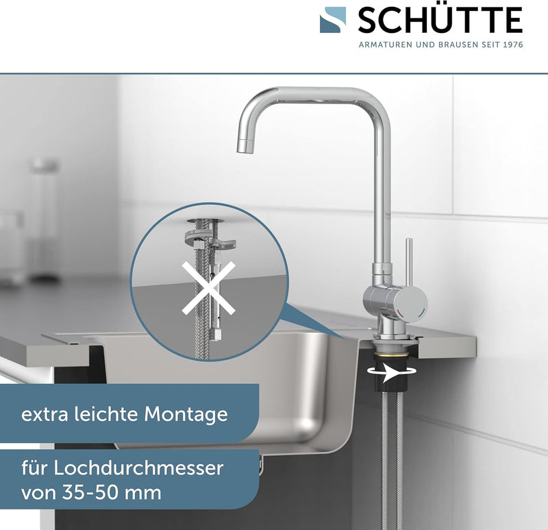 SCHÜTTE 24550 Küchenarmatur WINDOW, Wasserhahn Unterfenster, Spültischarmatur Vorfenster, Wasserhahn