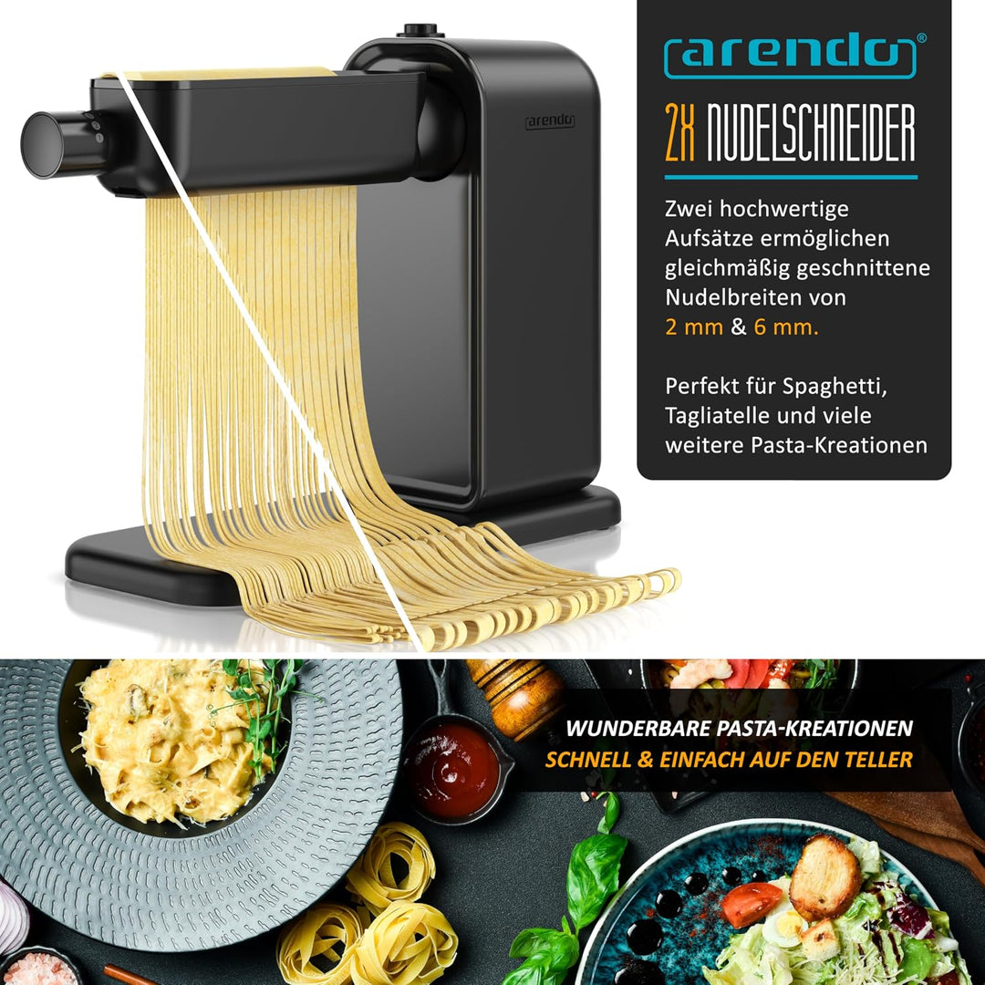 Arendo - Nudelmaschine elektrisch – Pasta Maker - 5 Stärken einstellbar – 120 Watt – Nudelwalze und