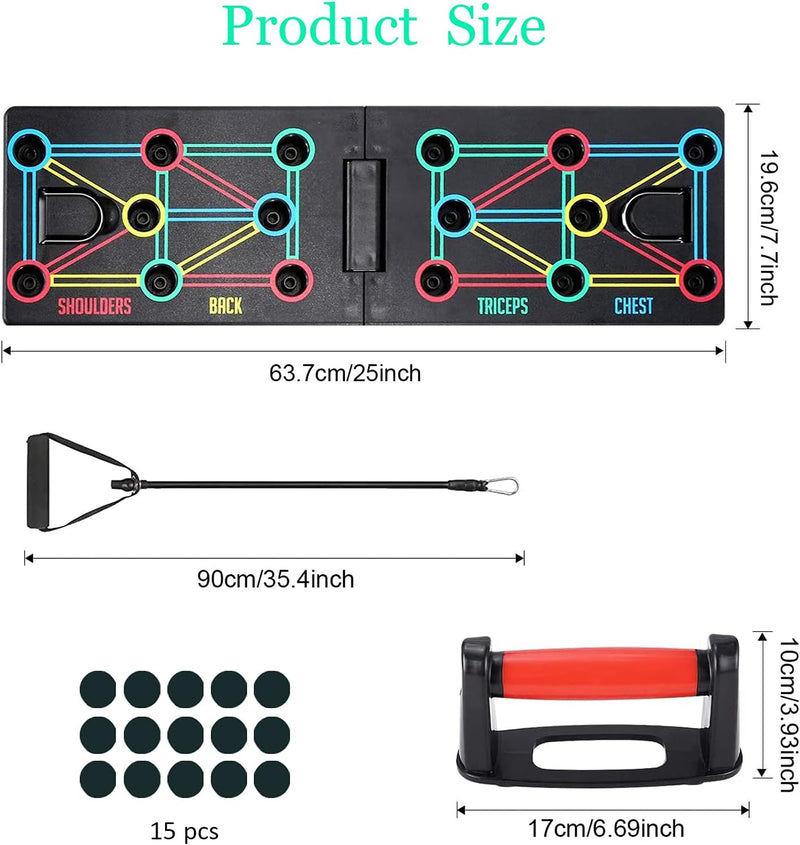 AOUZEA Push Up Board Fitnessgeräte, 12-in-1-Faltbares Multifunktions Tragbar Liegestütze Brett, Fitn