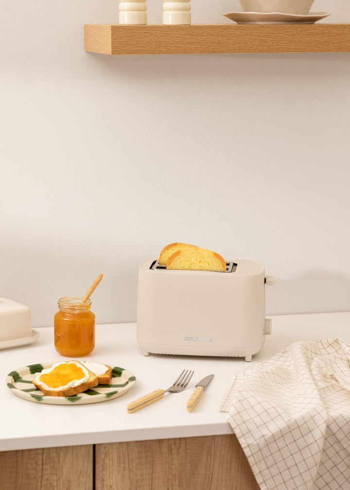 CREATE/TOAST STUDIO/Toaster Sand / 6 Leistungsstufen, Krümelschublade, Thermostat, Auftauen, Aufwärm
