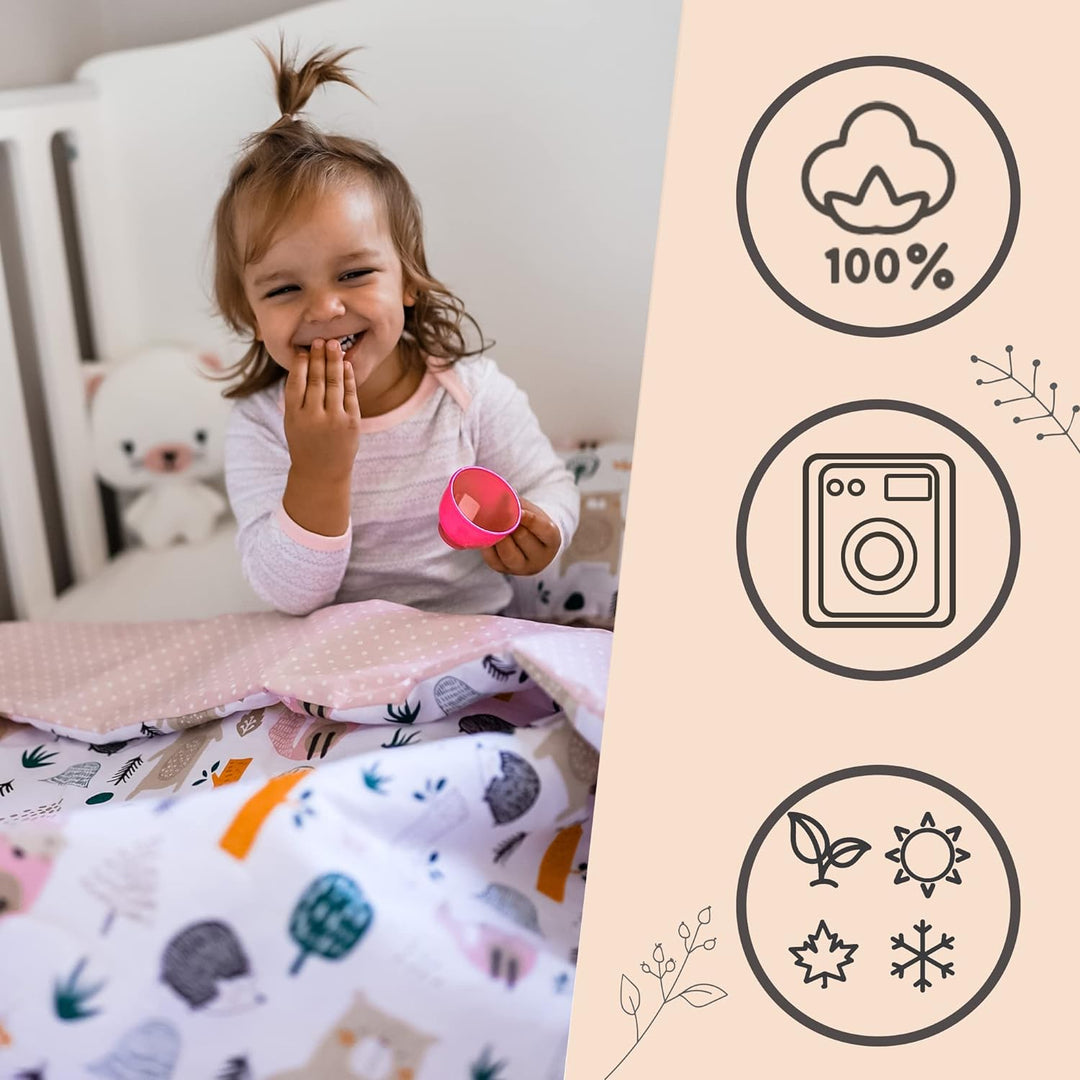 Bellochi Multifunktional Baby Decke Set - Doppelseitig Baby Bettwäsche 75x100 cm und Kissen 30x40cm