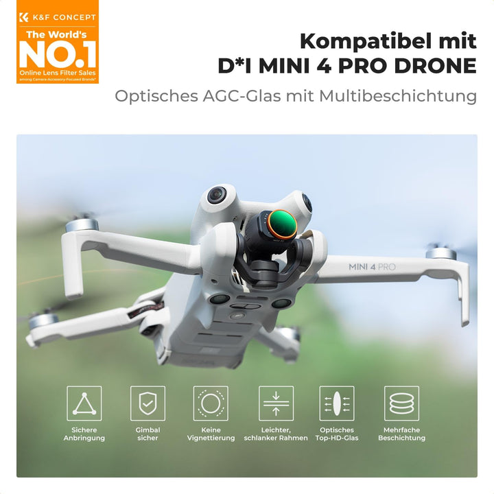 K&F Concept Mini 4 Pro 4 Stück ND2-ND32+ND32-512+CPL+UV Filter Variable ND Filter, mehrfache Beschic