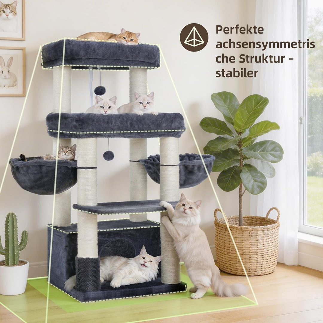 Hey-brother Kratzbaum, Stabil Katzenbaum für grosse Katzen und Maine Coons, mit 8 cm dicken Sisal-Kr