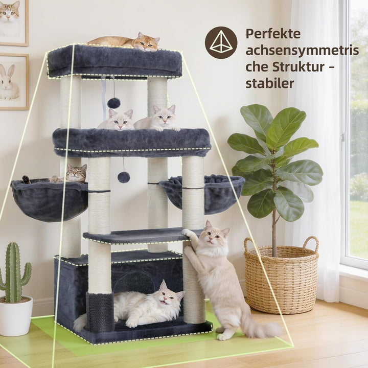 Hey-brother Kratzbaum, Stabil Katzenbaum für grosse Katzen und Maine Coons, mit 8 cm dicken Sisal-Kr