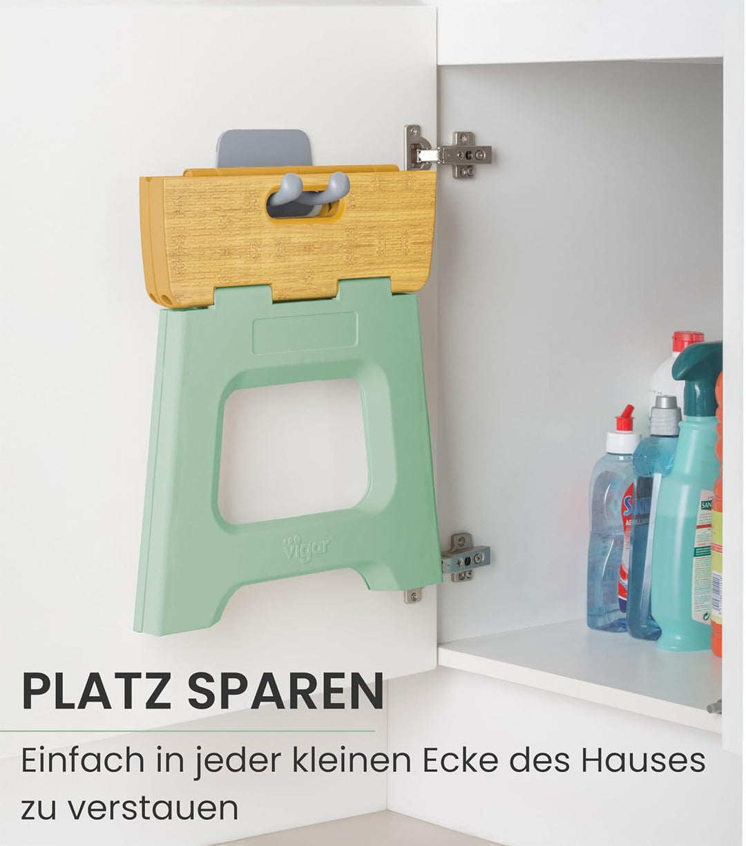 Vigar Kompakte Tritthocker Klappbar für Erwachsene, 32 cm, Klapphocker Faltbar 150 kg rutschfest, Le