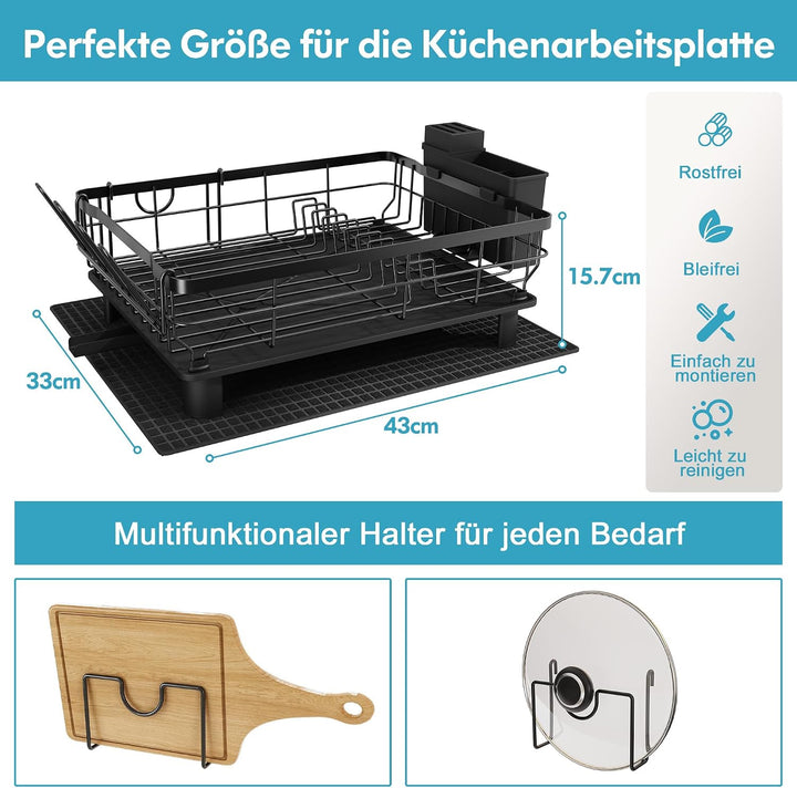MAJALiS Abtropfgestell Geschirr mit Abtropfschale, Edelstahl Geschirrabtropfgestell, Abtropfgestell