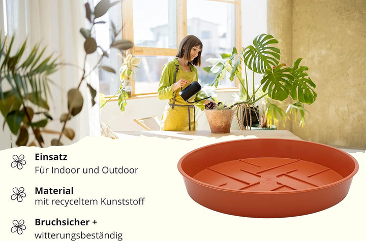 10er-Set Blumentopf-Untersetzer Rund aus Plastik 40 cm Durchmesser, Untertopf für Innen- und Aussenb