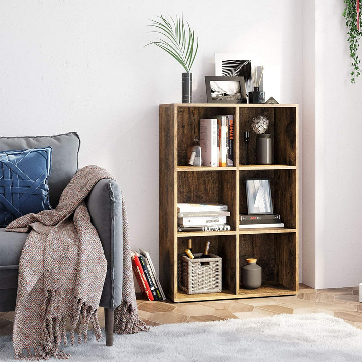 VASAGLE Bücherschrank, Bücherregal, mit 6 Fächern, Büroregal, Würfelregal, Standregal, für Wohnzimme