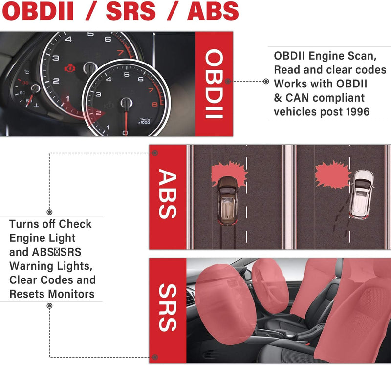 Autel AutoLink AL619 2023 Neuester OBD2 Scanner, Auto ABS/SRS Diagnosegerät, Zurücksetzen der ABS Ai