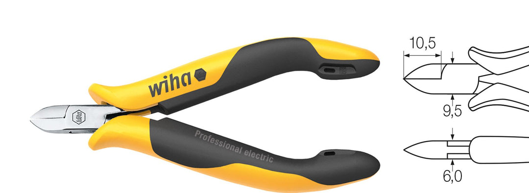Wiha Seitenschneider Professional ESD schmaler, halbrunder Kopf mit kleiner Wate (26826) 115 mm für