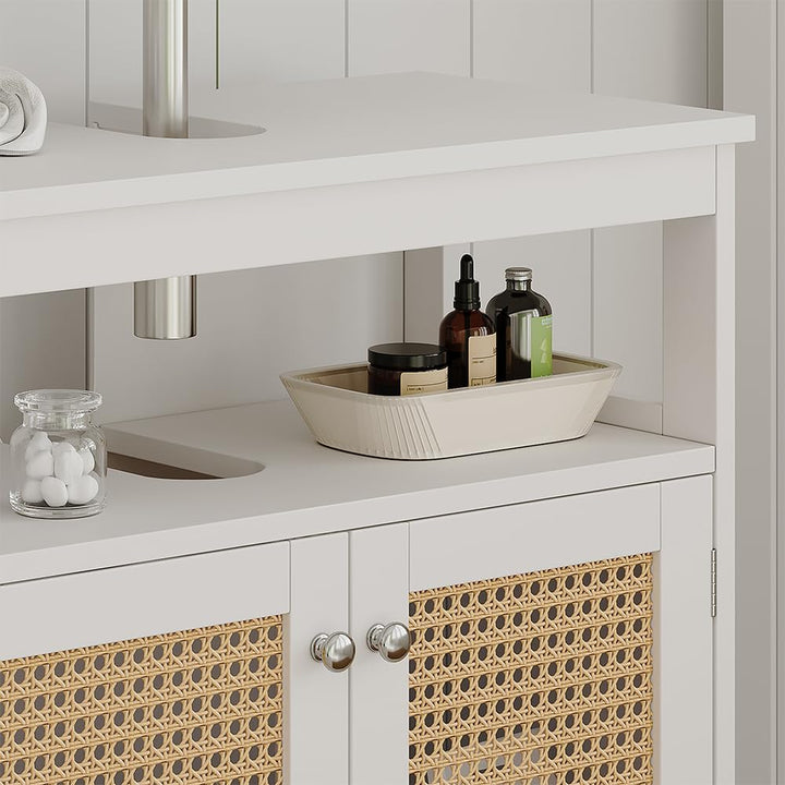 Vicco Waschbeckenunterschrank Rosario, Weiss, 60 x 60 cm mit 2 Türen und offenem Fach Waschtischunte